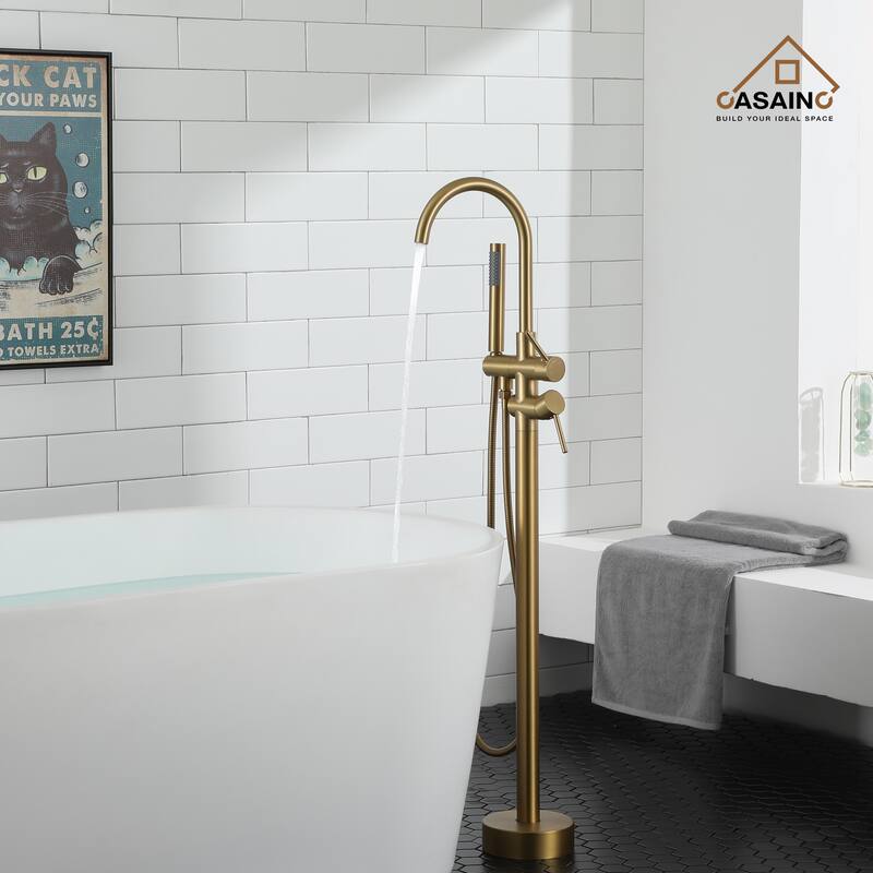 CASAINC 2-Handle Residentail Freestanding Bathtub Faucet with Hand Shower