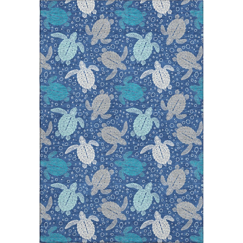 Premium Washable Super Soft Coastal Turtles Mayfield Rug