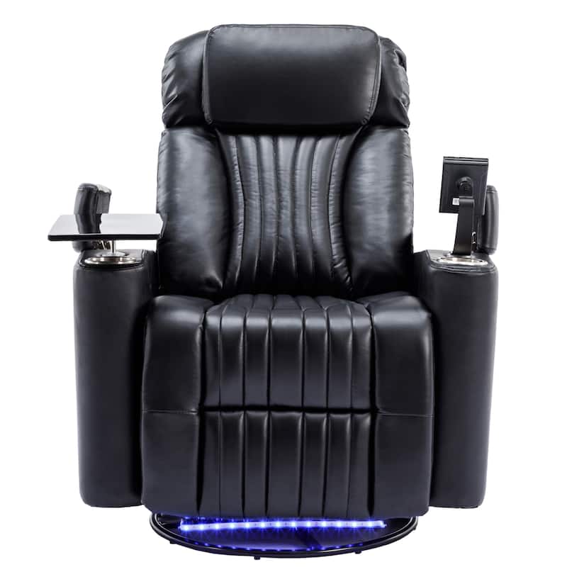 270° Power Swivel Lift Recliner Chair with Cell Phone Stand & Cup Holders, Swivel Tray Table, Lazy Boy Sofa Chair for Home