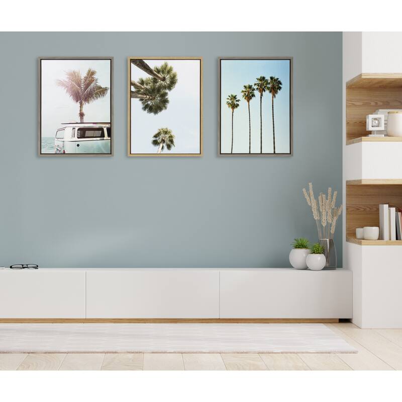 Kate and Laurel Sylvie Palm Trees Framed Canvas by Simon Te Tai