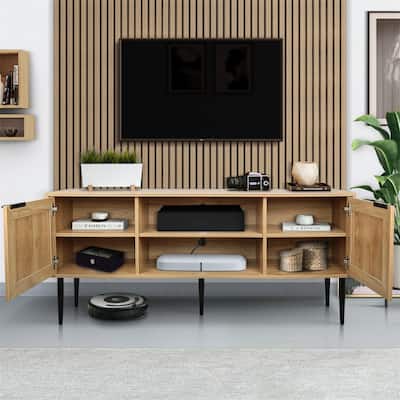 Wooden Storage TV Stand for TVs up to 65 Inches