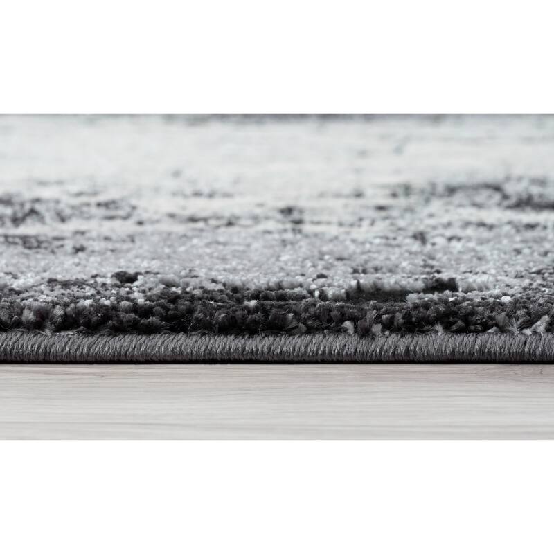 Bergamo Collection Black/Gray/Cream Abstract Geometric Area Rug