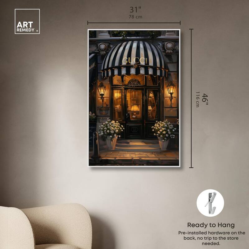 Elegant Night Time Store Visit Canvas by Art Remedy
