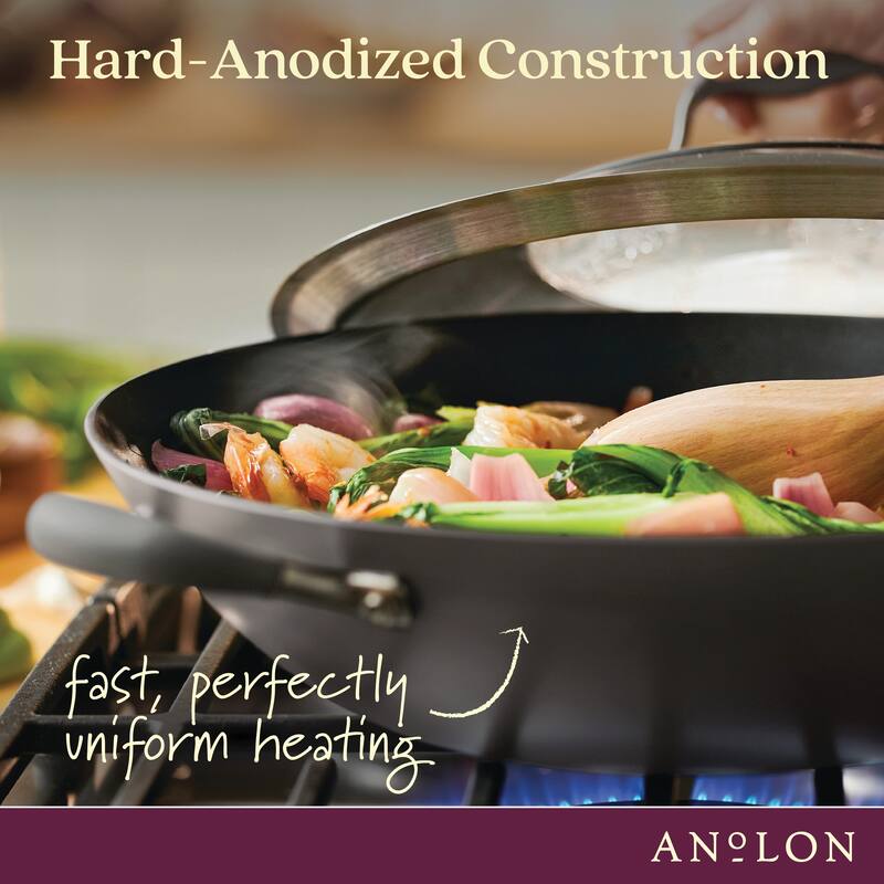 Advanced Home Nonstick Open Stock Cookware 14-Inch Covered Wok, Onyx