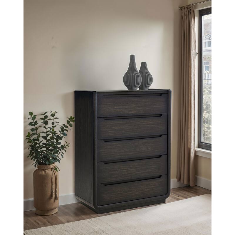 Leandro 5-drawer Bedroom Chest of Drawers Burnished Black