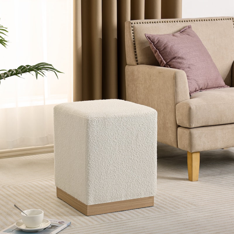 Adeco Ottoman Footrest Vanity Stool Gold Trim Footstool