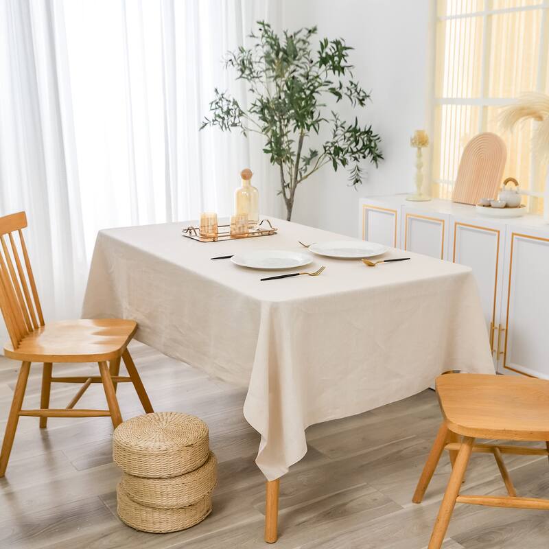 DriftAway 100 Percent Pure Linen Rectangle Decorative Table Cloth