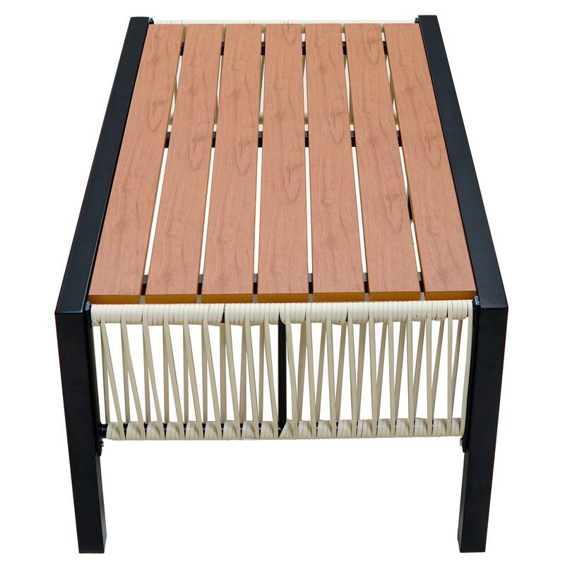 Multi-person Outdoor Iron Sofa Set with A table, Rattan Decoration, Waterproof, Rust-proof, Suitable for Garden