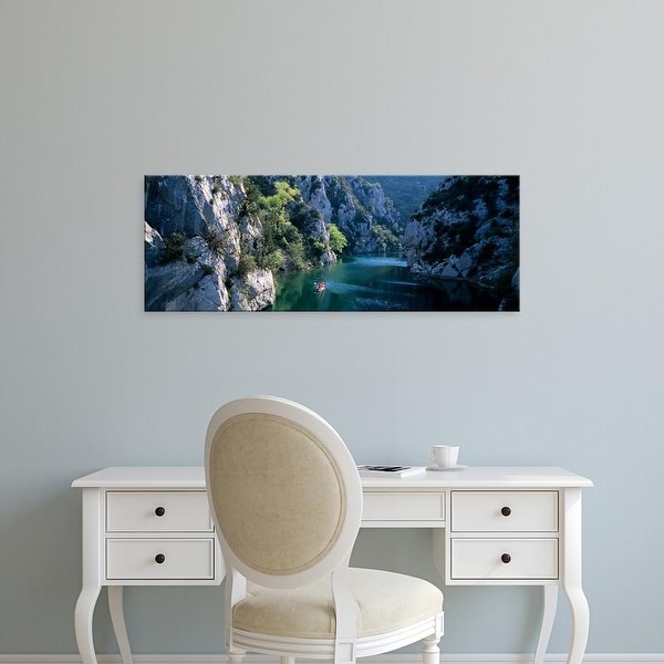 Easy Art Prints Panoramic Images's 'River Flowing Between Mountains, Verdon River, France' Premium Canvas Art