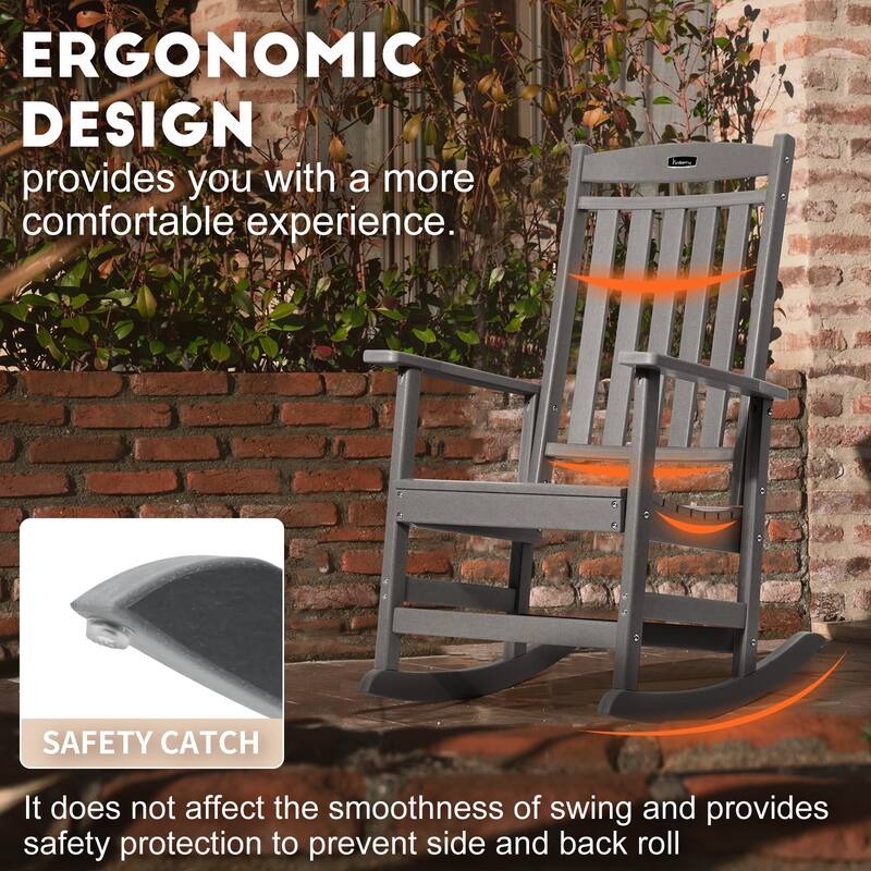 Vrakae All Weather Outdoor High Back Rocking Chair