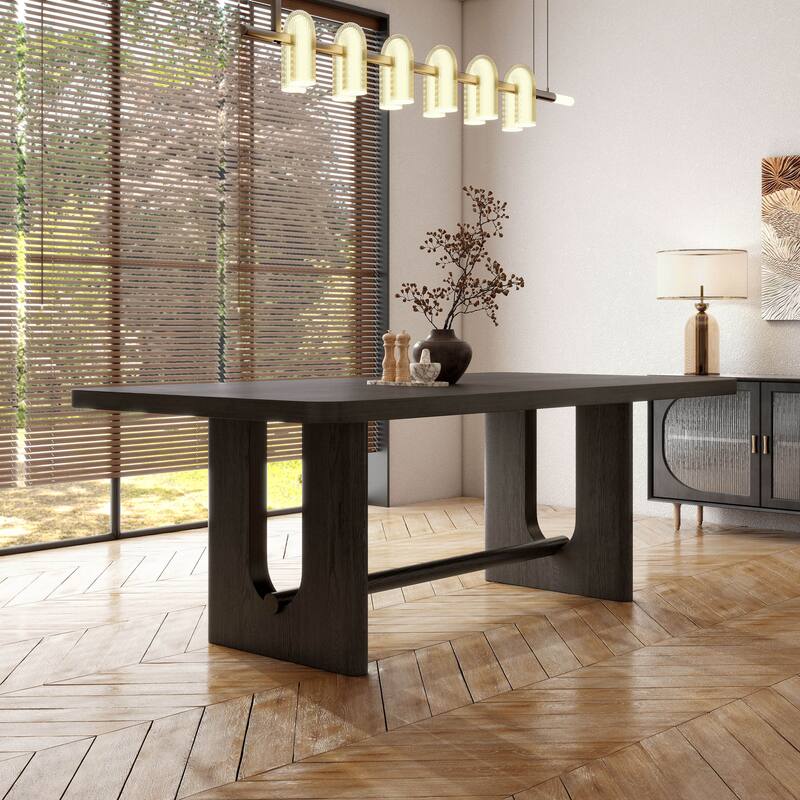 Furniture of America Piez Modern 83-inch Wood Dining Table with Trestle Base - Ash Grey