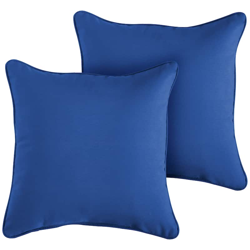Sorra Home Sunbrella Canvas True Blue Corded Indoor/ Outdoor Pillow Set (Set of 2)