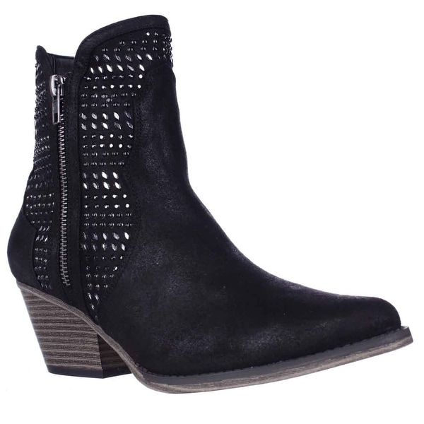 MIA Joaquin Jewel Studded Western Ankle Booties, Black