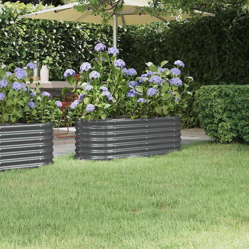 vidaXL Garden Raised Bed Patio Outdoor Raised Planter Box Powder-coated Steel - 44.9" x 15.7" x 14.2" - Anthracite