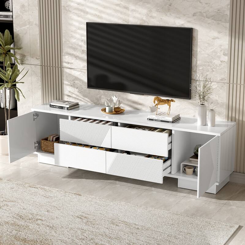 70.8" Modern TV Stand, Entertainment Center with Cabinets, 4 Drawers, Media Console Table, Living Room Modern TV Cabinet