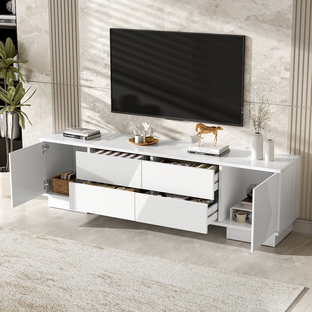 70.8'' Modern TV Stand Storage Cabinet for TVs up to 75 Inches, White Entertainment Center Media TV Console Table