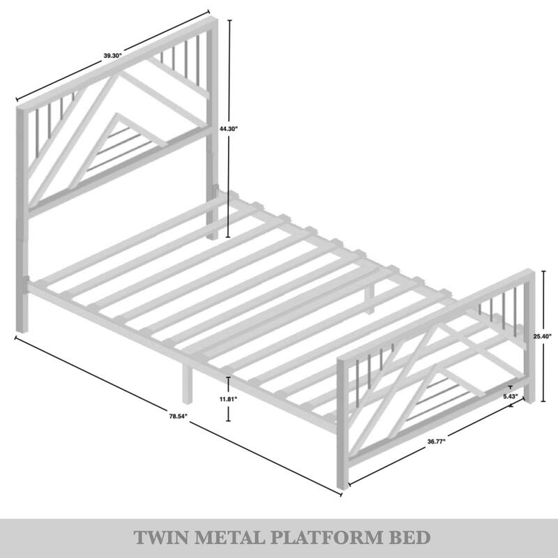 CraftPorch Classic Geometric Slat Metal Platform Bed