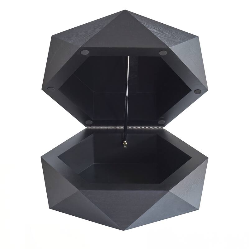 36.61'' Retro Style Polygon Flip Top Coffee Table, with Flip Top for Convenient Access, Hidden Storage