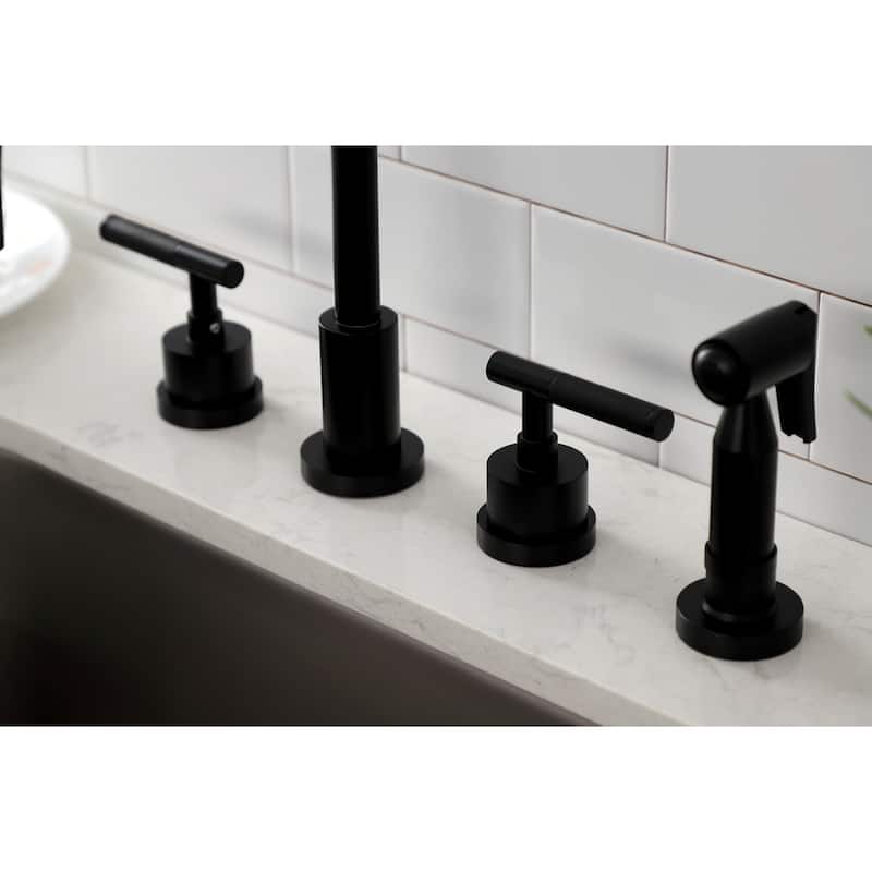Kingston Brass Kaiser Widespread Kitchen Faucet with Brass Sprayer