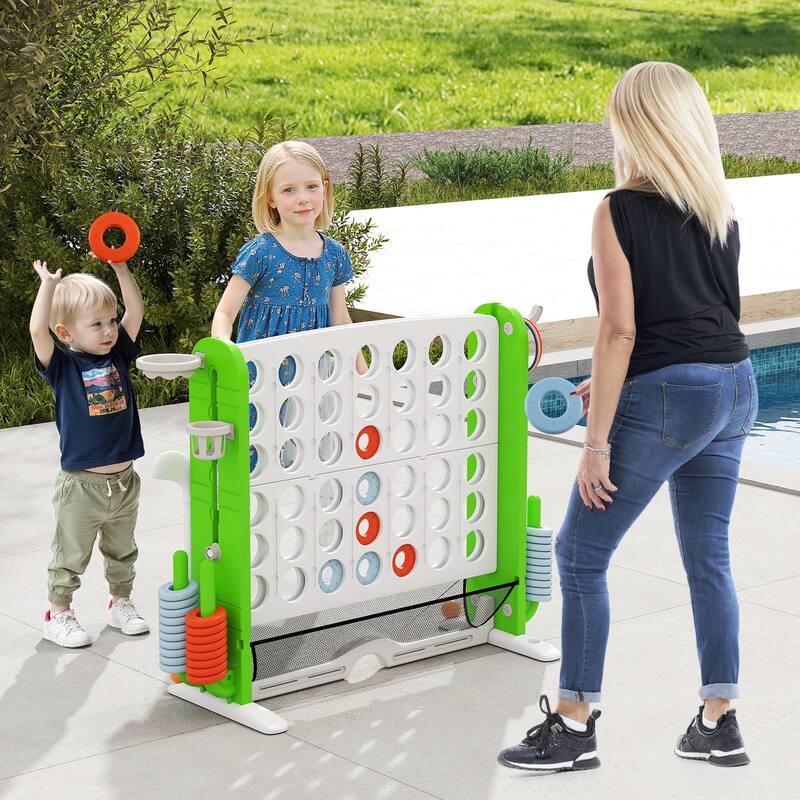 PE PP PVC 4-in-1 Jumbo Game Set with Adjustable Height and Cup Holders - 40.5" x 15.5" x 32.5"-38.5"