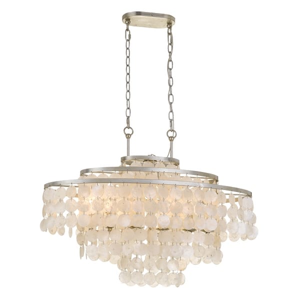 slide 2 of 5, Brielle 6 Light Antique Silver Linear Chandelier - 30'' W x 22.5'' H x 14'' D 30'' W x 22.5'' H x 14'' D