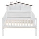 preview thumbnail 14 of 12, White Twin Size Wood Platform Bed with House-shaped Headboard, LED and Built-in Storage