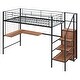 preview thumbnail 37 of 38, Twin Size Metal Loft Bed with Desk, Metal Grid and Wardrobe, White