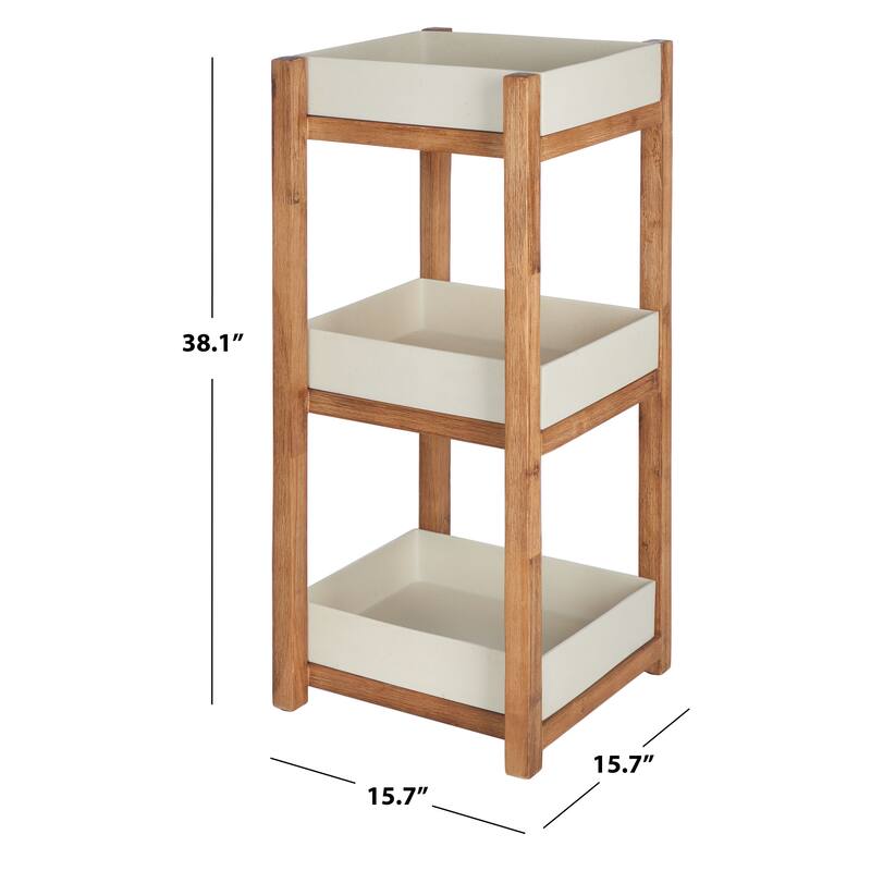 SAFAVIEH Outdoor Madyson 3-Tier Storage Shelf - 15.7" W x 15.7" L x 38.1" H - 15.7" W x 15.7" L x 38.1" H - 16Wx16Dx38H