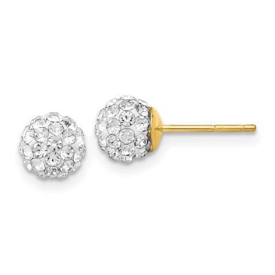 Curata 14k Yellow Gold Polished Crystal 6mm Post Earrings