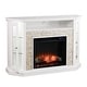 preview thumbnail 4 of 14, Ratner Faux Stone Fresh White Corner Convertible Fireplace