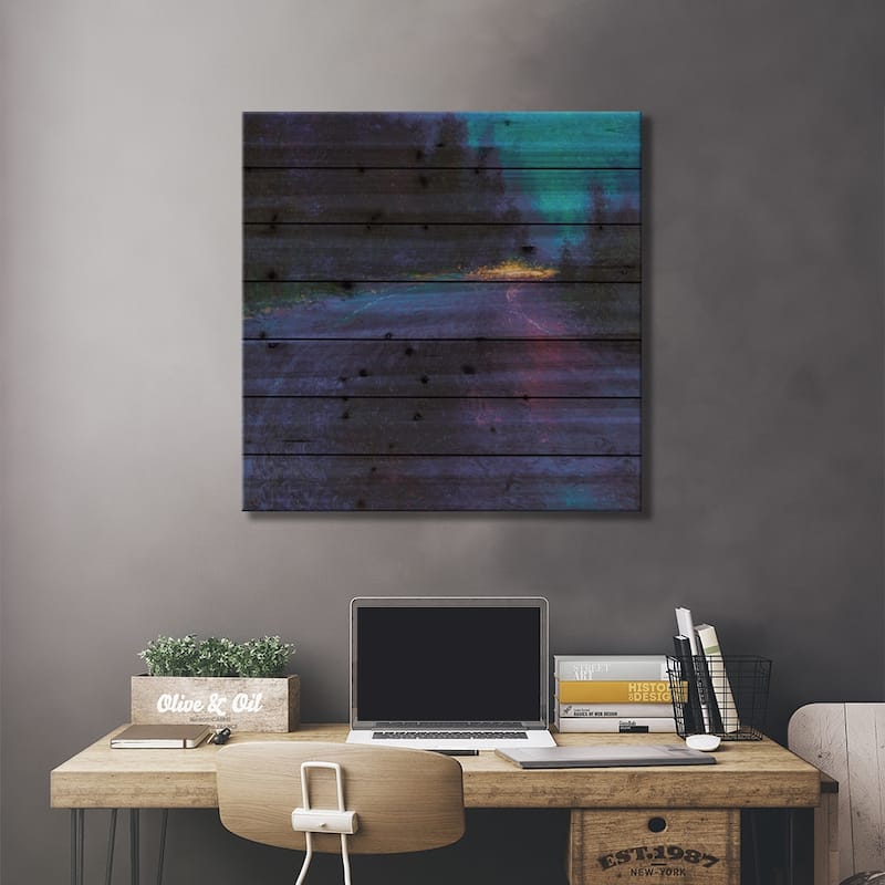 Cobalt Blue Drive Print On Wood by Iris Scott - Multi-Color