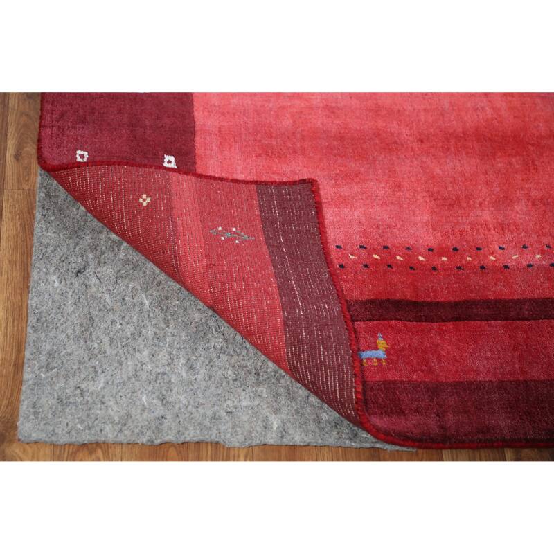 Animals Pink Gabbeh Indian Area Rug Hand-Knotted Wool Carpet - 5'3" x 7'7"