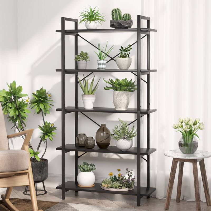 5 Tier Bookcase,White Bookshelf for Living Room, Study, Home Office,Balcony
