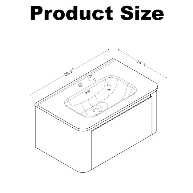 Wall Mounted Bathroom Vanity with Ceramic Basin