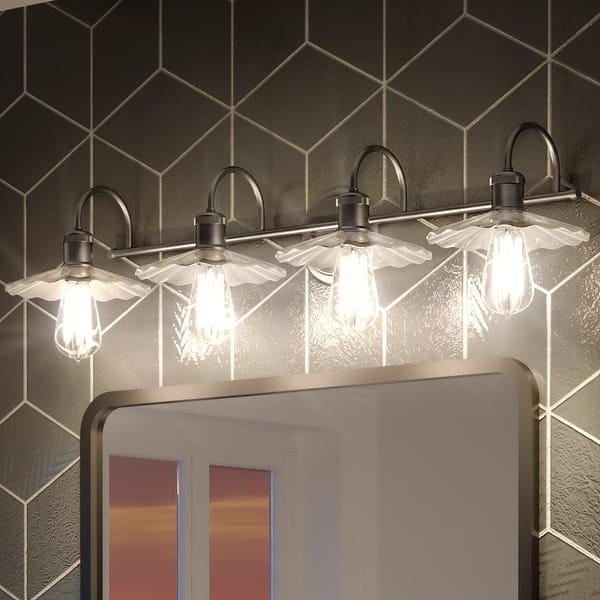 slide 2 of 5, Luxury Vintage Bath Vanity Light, 6.5"H x 34.5"W, with Farmhouse Style, Aged Nickel, by Urban Ambiance