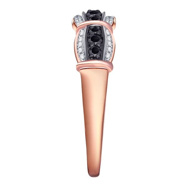 Prism Jewel 0.30Ct Round Black Diamond With Diamond Anniversary Ring