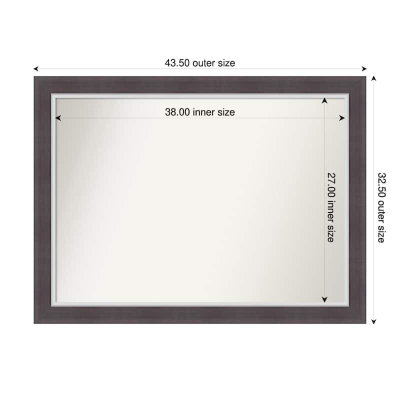 Ellie Non-Beveled Framed Wall Mirror - 44 x 33 in - Ellie Brown Silver