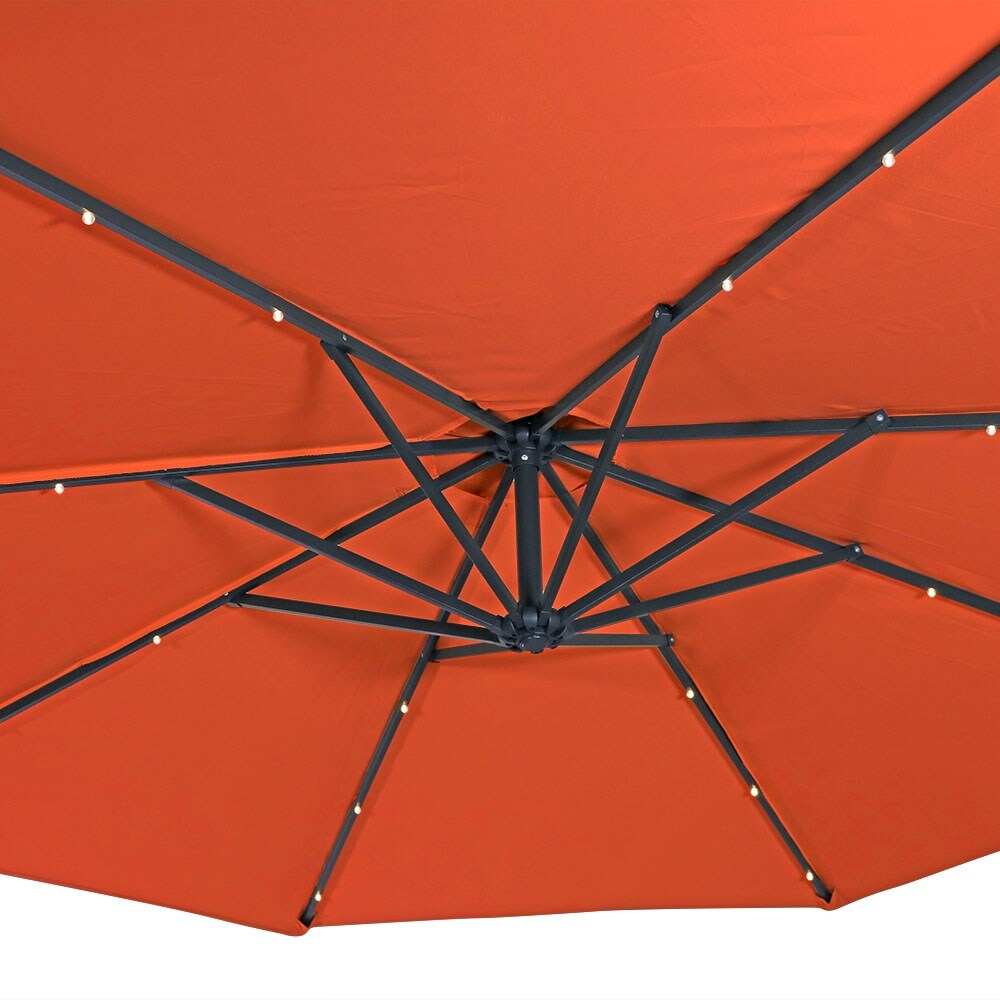 Shop Sunnydaze Burnt Orange 10 Foot Offset Solar Led Umbrella Cantilever And Crank 10 Ft Overstock 24089149