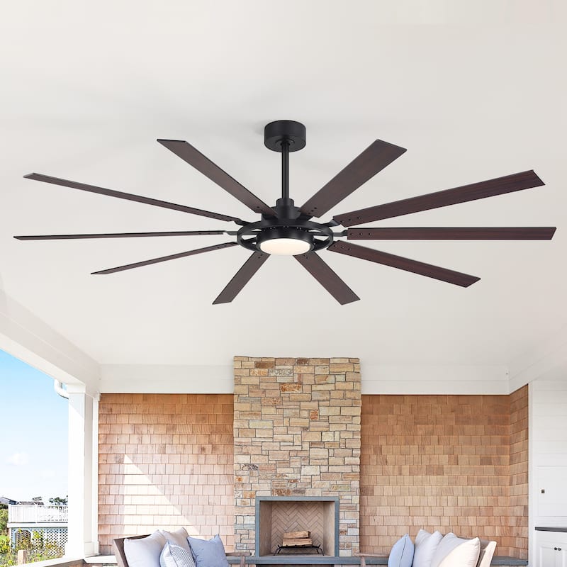 72"/80" Large Windmill Ceiling Fan with Light and Remote(10 Reversible Blades)