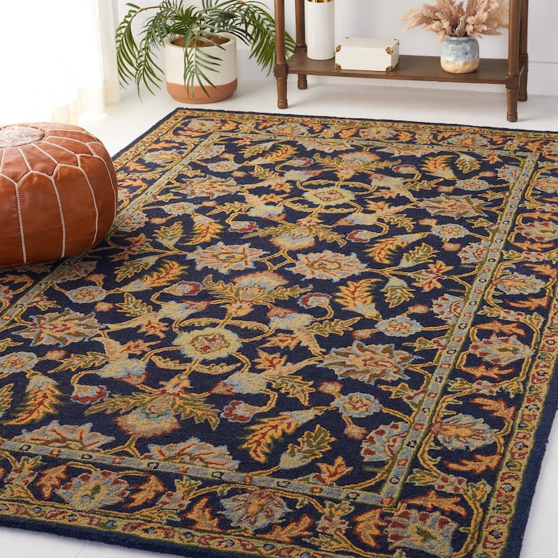SAFAVIEH Handmade Blossom Rosangela Modern Floral Wool Rug - 2' x 3' - Navy