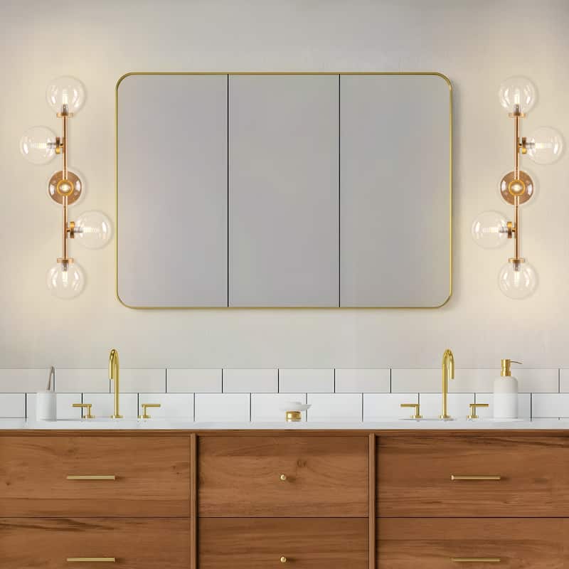 Modern 5-Light Bathroom Vanity Light Globe Glass Wall Sconces Minimalist Design
