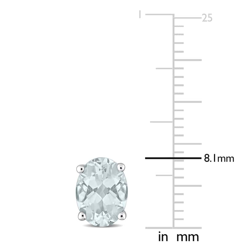 Miadora Oval-cut Aquamarine Solitaire Stud Earrings in 14k White Gold
