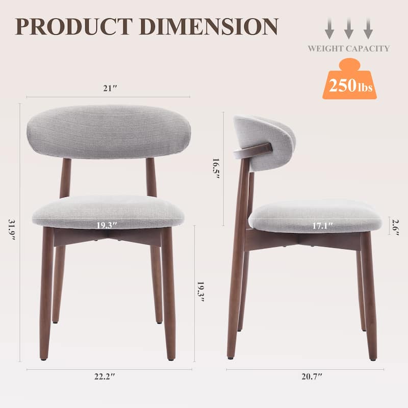 Modern Farmhouse Wooden Dining Chairs (Set of 2/4/6) – Upholstered Fabric Side Chairs with Floor Protectors