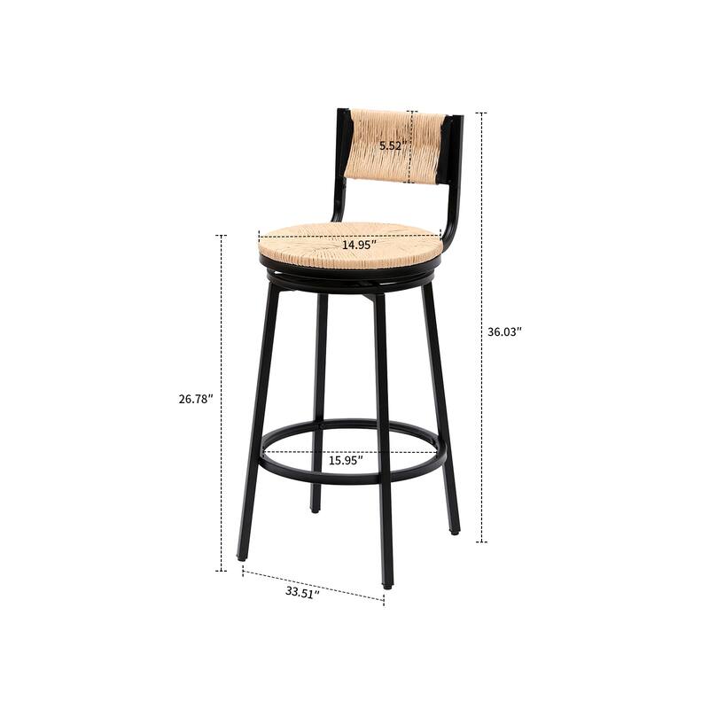 Modern Farmhouse Style Set of Two 360 Degree Swivel Armless Bar Stools