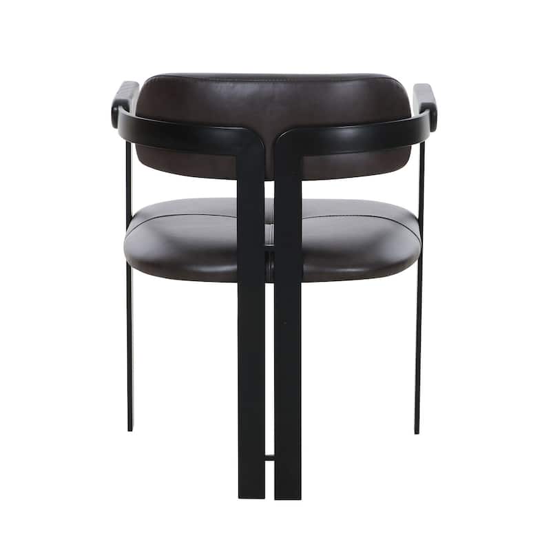 Black/Dark Brown Faux Leather Upholstered Metal Frame Dining Chair, Sturdy Dining Chair for Dining Rooms - 21.75