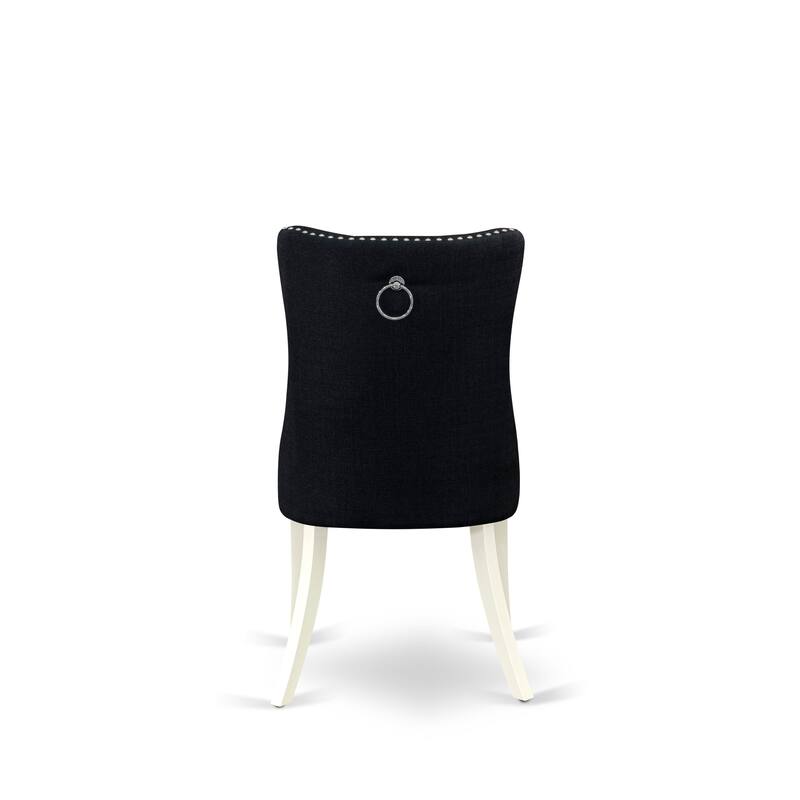 East West Furniture Dining Table Set Includes a Round Kitchen Table and Padded Parson Chairs, Linen White (Pieces Options)