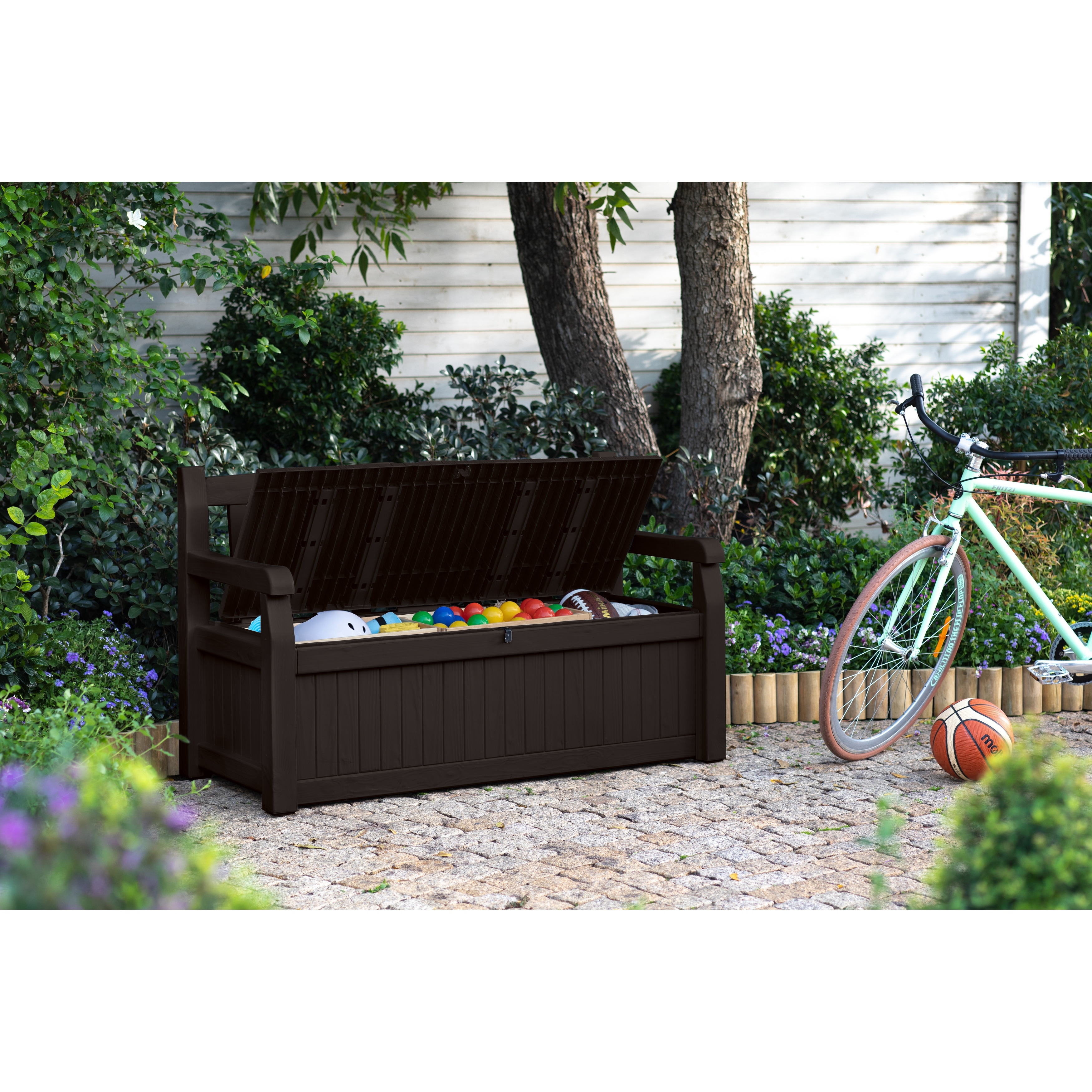 Keter Solana 70 Gallon Resin Elegant Outdoor Storage Deck Box and Bench Organizer With Spacious Seating N A On Sale Bed Bath Beyond 34937082