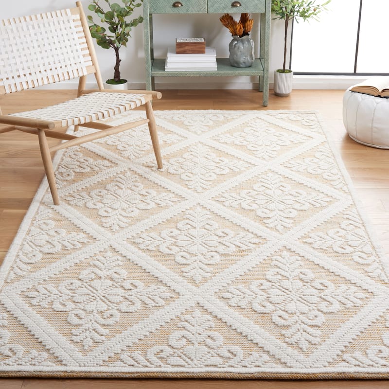 SAFAVIEH Handmade Vermont Davina Wool Rug - 9' x 12' - Ivory/Gold