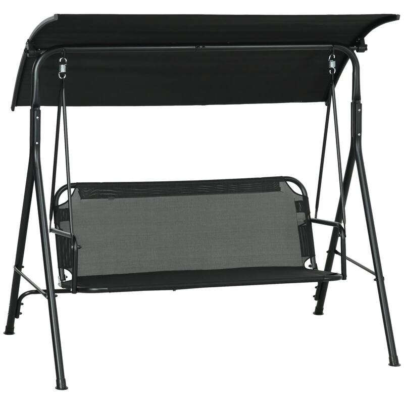 3-Person Patio Swing with Stand, Adjustable Tilt Canopy, Cozy Bench