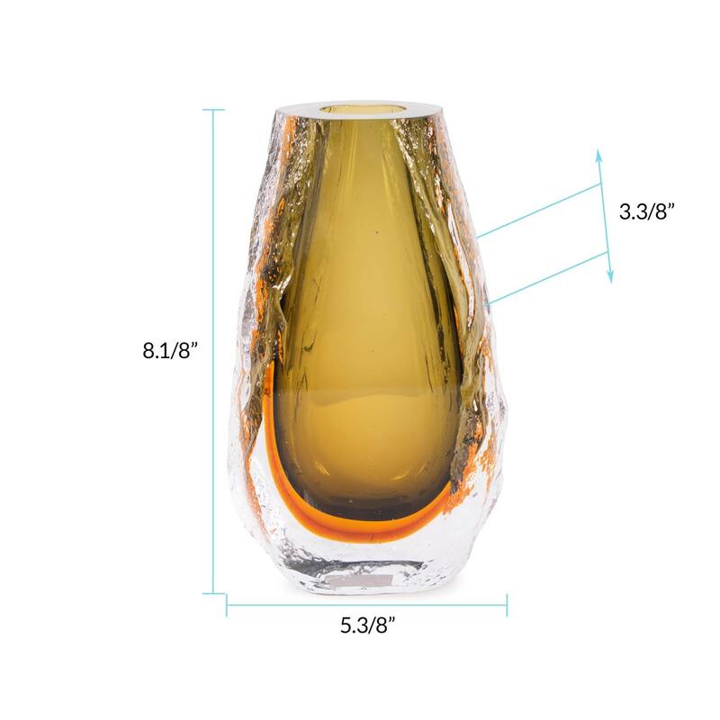 Dusty Olive Crystalized Glass Vase- Tall